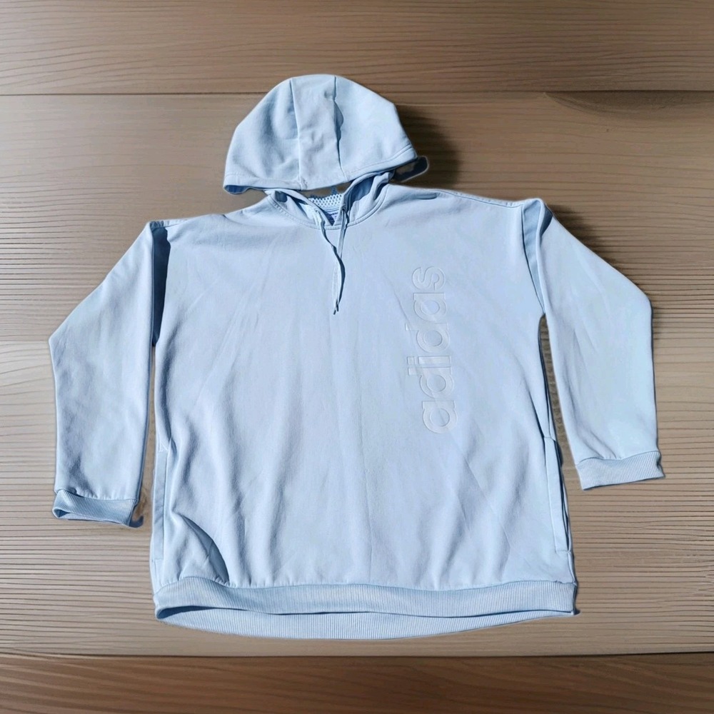 Adidas AEROREADY Hoodie Womens XL Baby Blue Pullover Hooded Sweatshirt